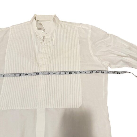Ermenegildo Zegna Fold Front French Cuff Dress Shirt Solid White Button Up Size - Picture 5 of 8